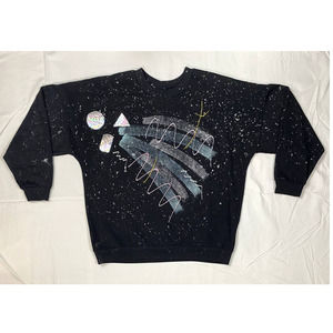 Vintage 90s Puffy Paint Sweater Handmade Glitter Black Teal Pink Vibe 90s kid